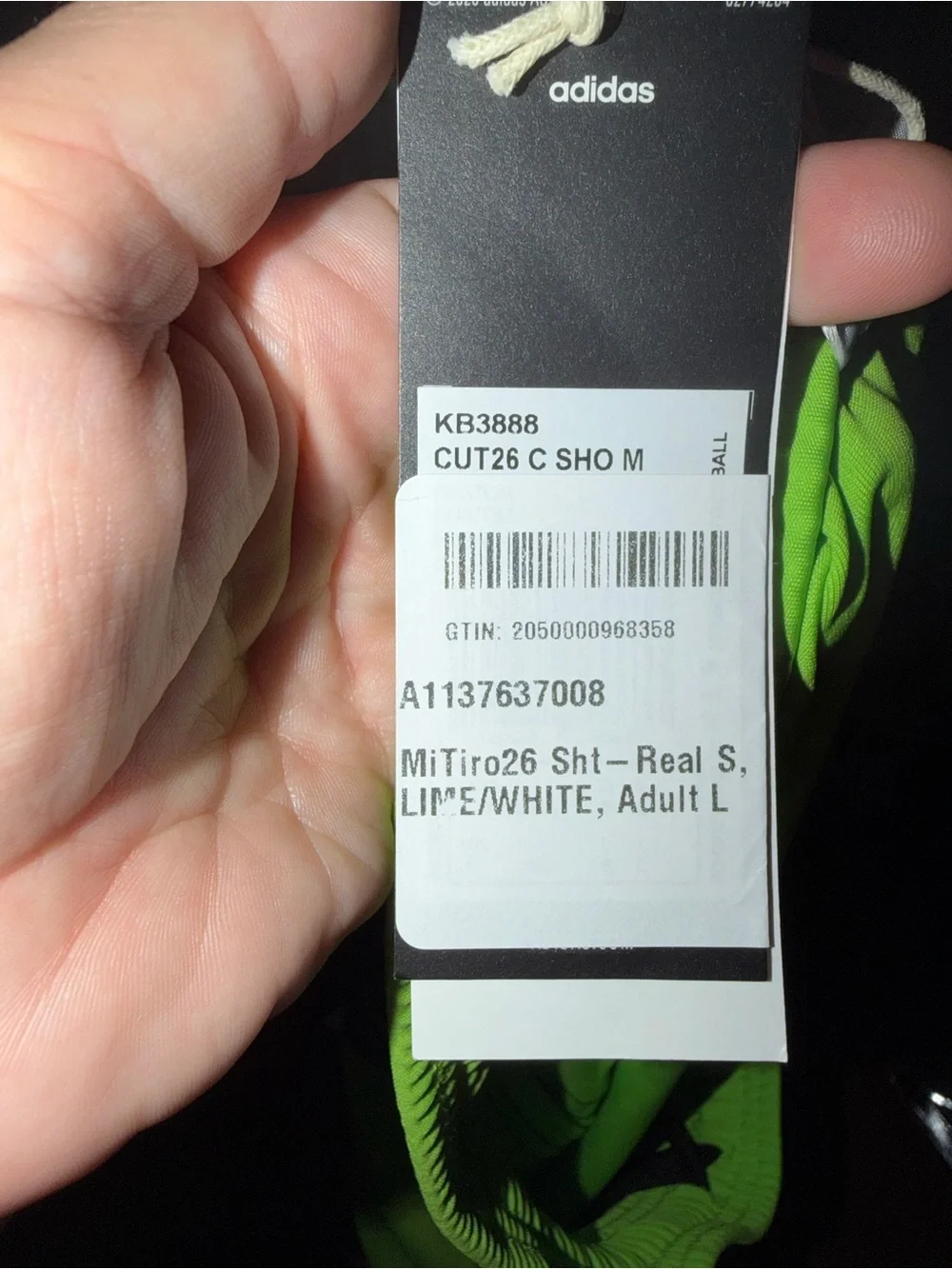 adidas Neon Green Men’s Athletic Shorts with Dark Green Stripes